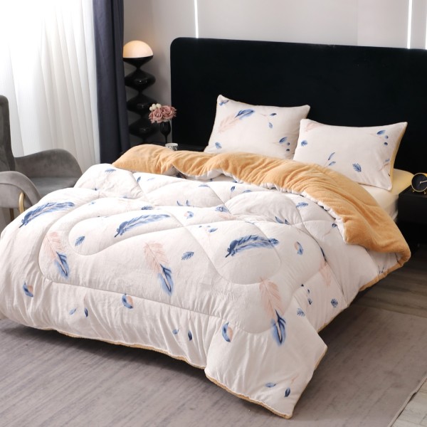  Pilota Cocolino cu blanita 200x230cm si 2 fete de perna 50x70cm, Crem, pene [1]