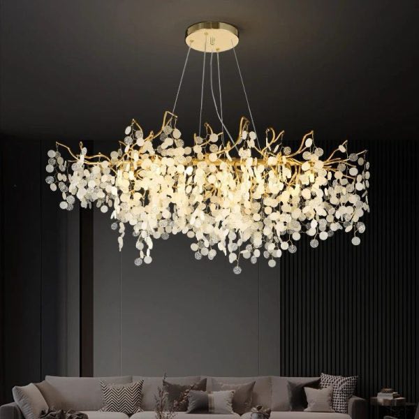 Candelabru RFAN, Model R9103/1200+550, Textura Cristal, Metal, 10 X E14, Auriu [1]