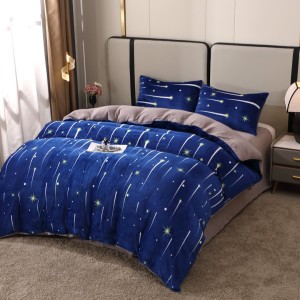 Lenjerie pat dublu, Super Pufoasa COCOLINO, 4 piese, Albastru, stele căzătoare Lenjerie pat dublu, Super Pufoasa COCOLINO, 4 piese, Albastru, stele căzătoare