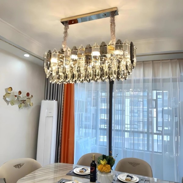 Candelabru RFAN, Model H98191/300x800, Textura Cristal, Metal, 8 X E27, Auriu [1]