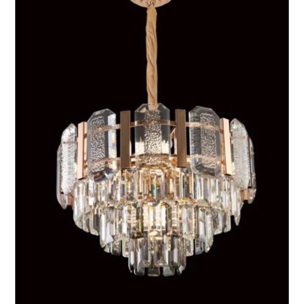 Candelabru RFAN, Model H98031-500, Textura Cristal, Metal, 8 X E27, Auriu [1]