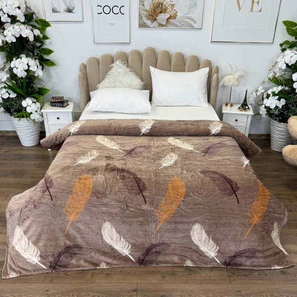 Patura pufoasa cocolino 200x230cm, 240g/mp, Bej, pene [1]