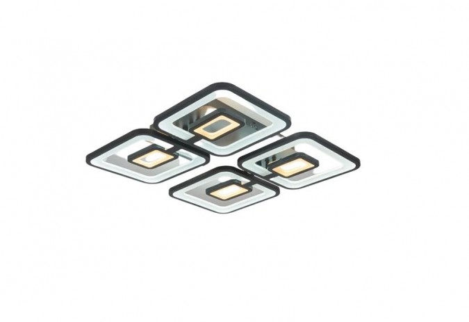 Lustra LED RFAN, Model M025-4, Cu Telecomanda, 3 Tipuri De Lumina Plus Lumina RGB, Intensitate Reglabila, 200W, Negru