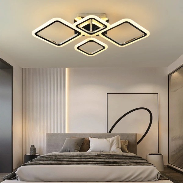Lustra LED RFAN, Model D972/2+2, Cu Telecomanda, 3 Tipuri De Lumina, Intensitate Reglabila, 96W, Argintiu [1]