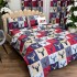 Set Lenjerie Pat Dublu Crăciun 4 Piese + 2 Draperii 150x235cm din Bumbac Ranforsat – Confort și Eleganță, Fabricat în România, Crem, Albastru, Roșu, reni, patratele [3]