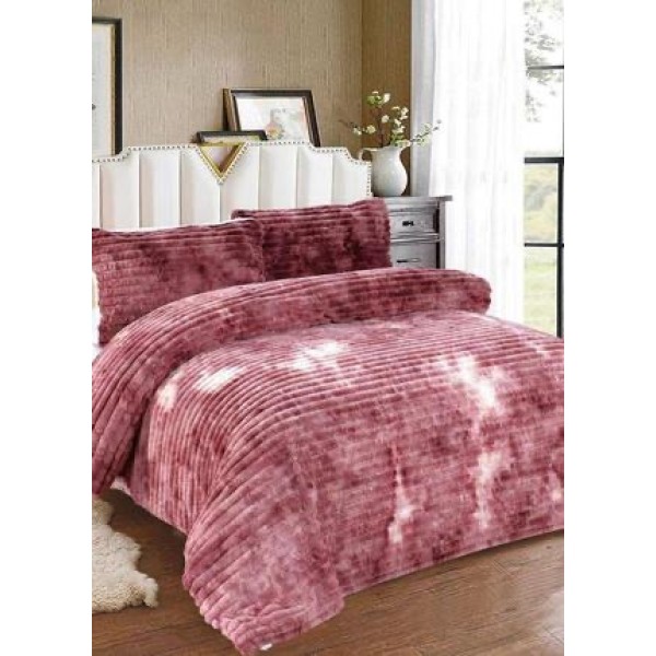 Lenjerie de Pat Dublu Premium Cocolino Teddy Bear, 4 Piese – Pluș Gofrat de Lux, Confort și Eleganță Suprema, Mov degrade [1]