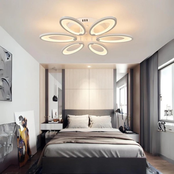 Lustra LED RFAN, Model M003/6, Cu Telecomanda, 3 Tipuri De Lumina, Intensitate Reglabila, 132W, Alb [1]