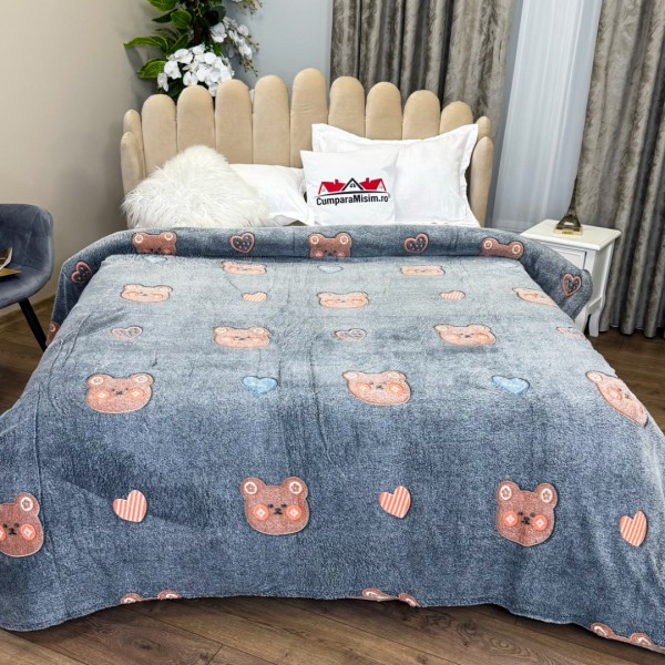 Patura CoCoLiNo Puffy, 200x220cm, Gri, ursuleti [1]