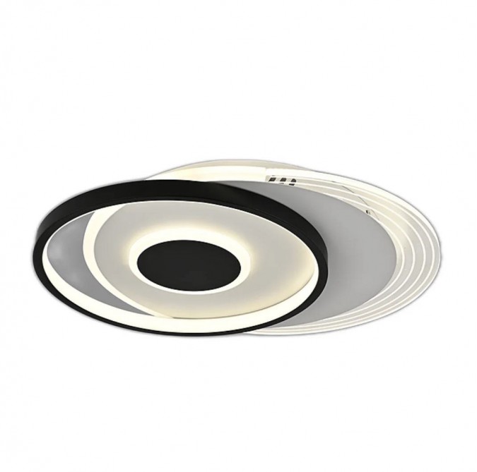 Lustra LED RFAN, Model R9052/R, Cu Telecomanda, 3 Tipuri De Lumina, Intensitate Reglabila, 86W, Negru/Alb