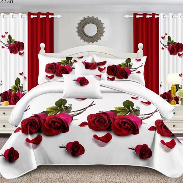 Lenjerie pentru Pat Dublu, Cocolino Premium, 4 Piese – Plușată, Groasă, și Călduroasă, Ideală pentru Iarnă –  Confort Maxim, Antișifonare, Alb, Rosu, trandafiri [1]