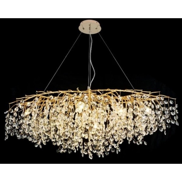 Candelabru RFAN, Model R9102/1200+550, Textura Cristal, Metal, 10 X E14, Auriu [1]