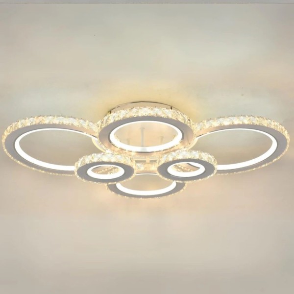 Lustra LED RFAN, Model X220702/2+2+2+1, Cu Telecomanda, 3 Tipuri De Lumina Plus Lumina RGB, Intensitate Reglabila, 155W, Alb [1]