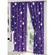 Lenjerie pat dublu, BUMBAC FINET, 8 piese, cu 2 DRAPERII INCLUSE, Mov, Alb, ploaie de stele