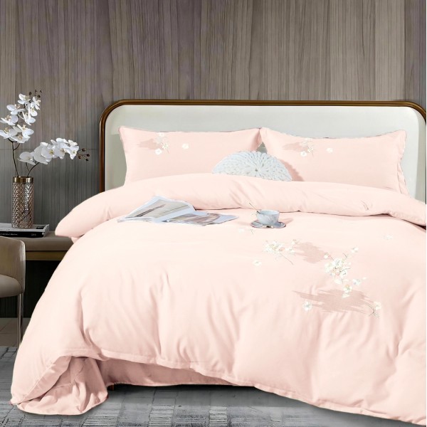 Lenjerie pat dublu, Finet All Season Deluxe cu BRODERIE, 4 piese, Roz [1]