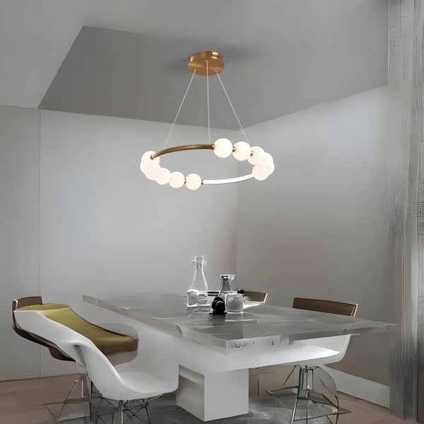 Pendul RFAN, Model FD60027-M, Cu Telecomanda, 3 Tipuri De Lumina, Inaltime Reglabila, 48W, Auriu/Alb [1]