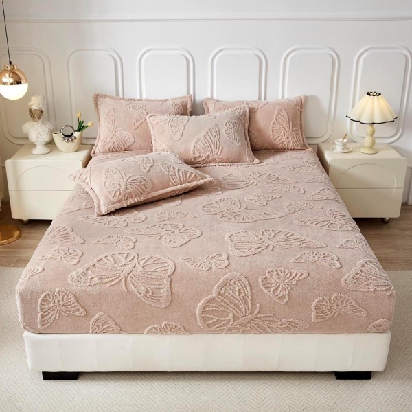 Cearsaf cu elastic COCOLINO, 180x200x25cm, 2 fete de perne, fluturi, Bej [1]