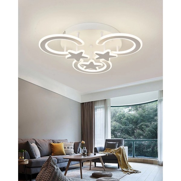Lustra LED RFAN, Model M255/3+3, Cu Telecomanda, 3 Tipuri De Lumina, Intensitate Reglabila, 120W, Alb [1]