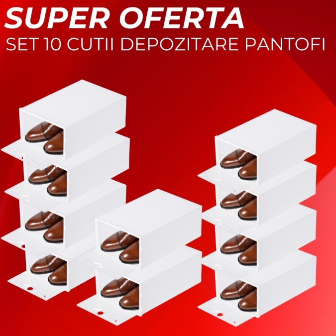 Set 10 Cutii organizatoare de pantofi, pentru 10 perechi