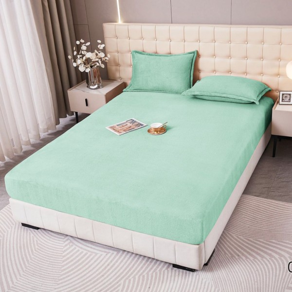 Husa cu elastic 160x200cm, pufoasa cocolino si 2 fete de perna, Aqua [1]