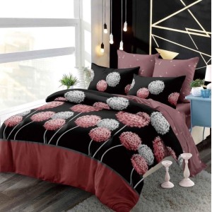 Lenjerie pat dublu,  FINET, cu elastic, 6 piese, Negru, Rosu, papadii Lenjerie pat dublu,  FINET, cu elastic, 6 piese, Negru, Rosu, papadii