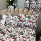 Set Lenjerie Pat Dublu Crăciun 4 Piese + 2 Draperii 150x235cm din Bumbac Ranforsat – Confort și Eleganță, Fabricat în România, Alb, Verde, Roșu, Bej, crenguțe, pasarele