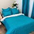 Set Lenjerie pat dublu + 2 draperii, finet, 8 piese, Turquoise, Alb, stelute [4]