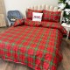 Set Lenjerie Pat Dublu Crăciun 4 Piese + 2 Draperii 150x235cm din Bumbac Ranforsat – Confort și Eleganță, Fabricat în România,Roșu, Verde, Carouri