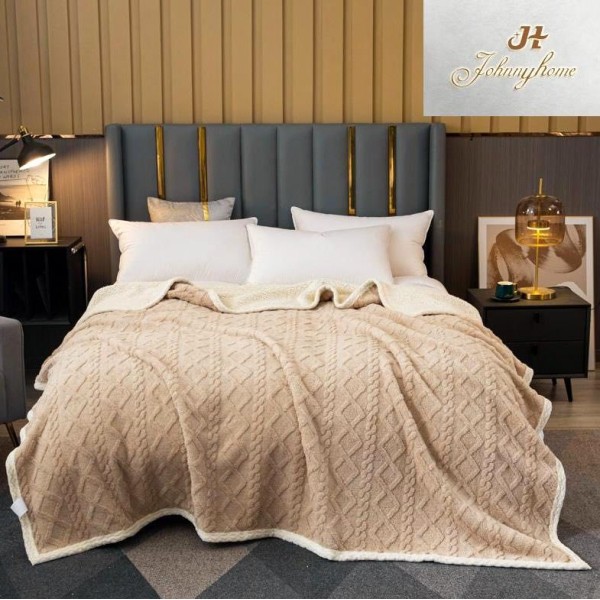 Patura CoCoLiNo tip Tricotaj cu blanita, 200x230cm, Bej [1]