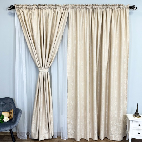 Set 2 Draperii VENTI V2 din Jacquard model Nisip 200m x 240m x Tiv lat, CREM [1]