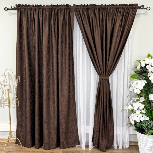 Set 2 Draperii VENTI V1 din Jacquard model Nisip - 200cm x 240cm,Tiv lat , MARO [1]