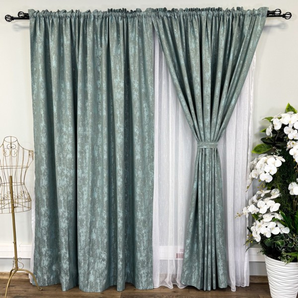 Set 2 Draperii VENTI V2 din Jacquard model Nisip - 200m x 240m x Tiv lat, AQUA [1]