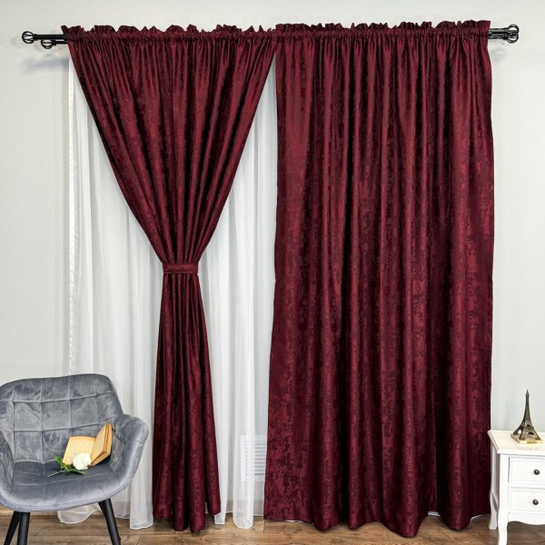 Set Draperii VENTI V1 din Jacquard model Nisip, 200cm x240cm, Tiv lat , VISINIU [1]