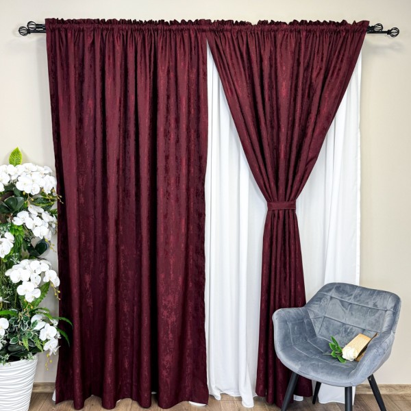 Set 2 Draperii VENTI V2 din Jacquard model Nisip - 2m latime x 2.40m inaltime x Tiv lat, VISINIU [1]