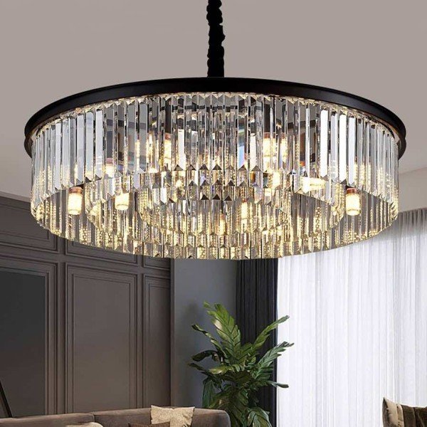Candelabru RFAN, Model H98134/400, Textura Cristal, Metal, 6 X E14, Negru [1]