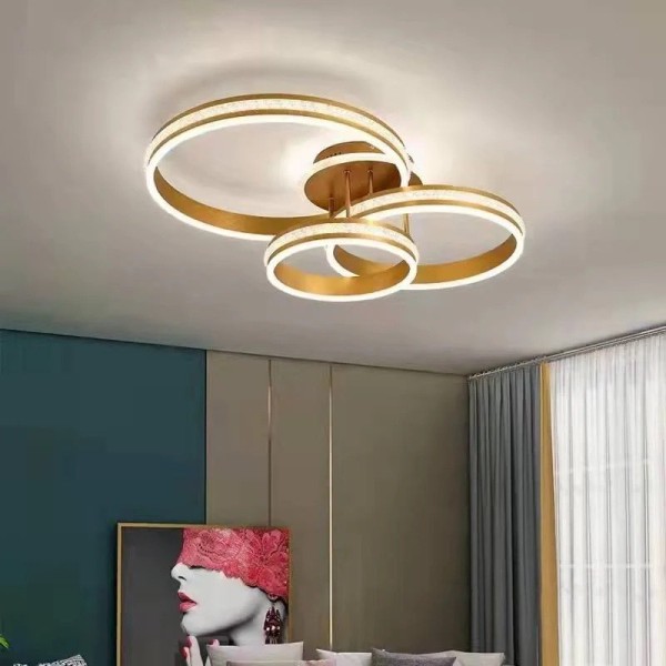 Lustra LED RFAN, Model F2331-3, Cu Telecomanda, 3 Tipuri De Lumina, Intensitate Reglabila, 296W, Auriu [1]