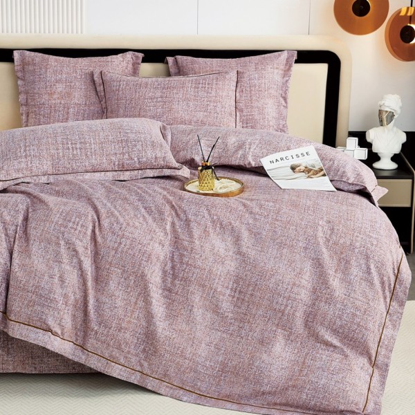 Lenjerie de Pat Dublu, Super Premium,  Finet Ranforsat, 6 Piese, Ambalat în Cutie de Lux, Mov cenusiu, uni [1]