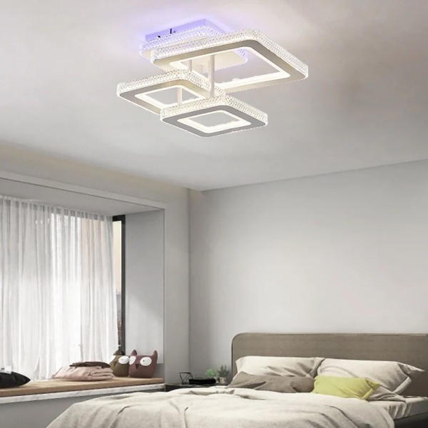 Lustra LED RFAN, Model M601-3, Cu Telecomanda, 3 Tipuri De Lumina Plus Lumina RGB, Intensitate Reglabila, 164W, Alb [1]