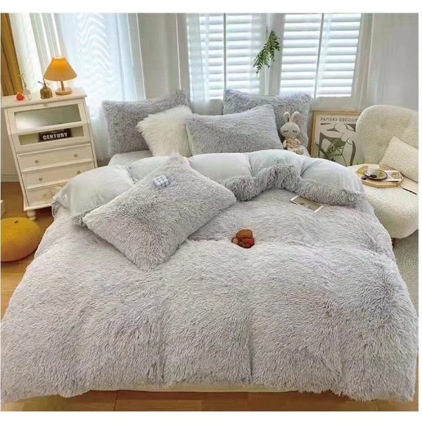 Lenjerie pat dublu, Super Pufoasa COCOLINO Fluffy, 4 piese, gri deschis [1]