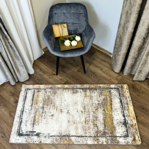 Covor Modern, Elegant, 120x180cm, gros si pufos, SHINNY V2, Galben/Gri/Alb Covor Modern, Elegant, 120x180cm, gros si pufos, SHINNY V2, Galben/Gri/Alb