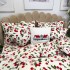 Lenjerie de Pat Dublu, Bumbac Ranforce, 6 piese, Croită cu Grija in Atelierul Cumparamisim - Lux Suprem, Rafinament Desăvârșit, Confort Regal, Alb, Rosu, cireșe si flori de cires [5]