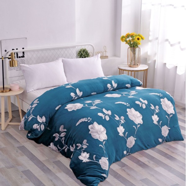 Patura pufoasa cocolino 200x230cm, 240g/mp, Verde, flori [1]