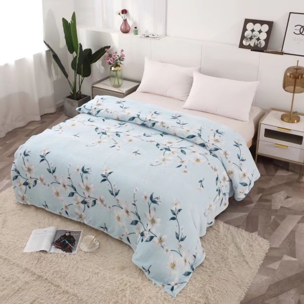 Patura pufoasa cocolino 200x230cm, 240g/mp, Bleu, flori [1]