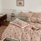 Lenjerie pentru pat dublu, Extra Catifelata, Catifea Polar cu VoLaNaSe, 4 piese, Roz prafuit, flori