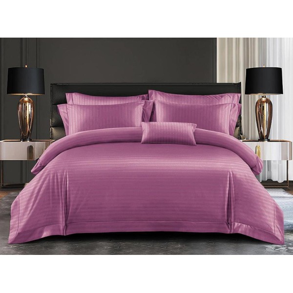 Lenjerie HoReCa, pat dublu, Damasc Finetat Deluxe, 6 piese, Violet [1]