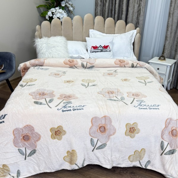 Patura CoCoLiNo Puffy, 200x220cm, Crem, flori [1]