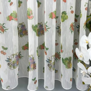 Perdea pentru Bucatarie din IN imprimat - 500cm x 220cm,  Rejansa pt. bara , Alb cu fructe Perdea pentru Bucatarie din IN imprimat - 500cm x 220cm,  Rejansa pt. bara , Alb cu fructe
