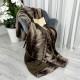 Pătură cu blăniță artificiala Luxury Furr 160x220cm - Maro cu Alb, dungi