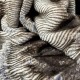Pătură cu blăniță artificiala Luxury Furr 160x220cm - Maro cu Alb, dungi