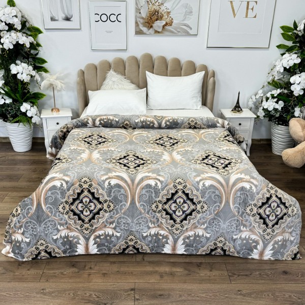 Patura pufoasa cocolino 200x230cm, 240g/mp, Gri, model elegant [1]
