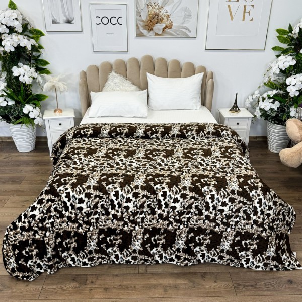 Patura pufoasa cocolino 200x230cm, 240g/mp, Maro, animal print [1]